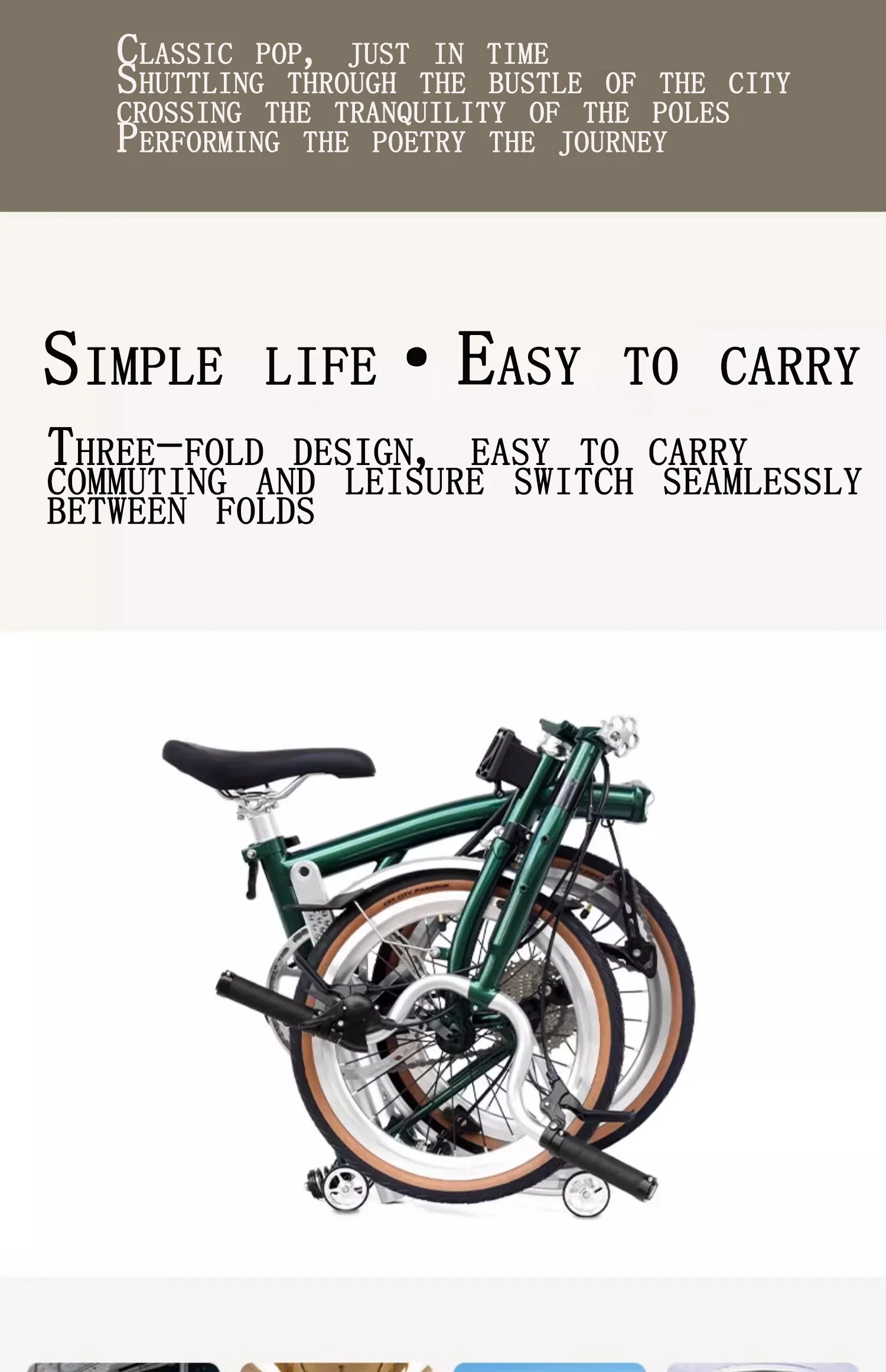 Description Picture 2 of itemRetro Folding Bicycle 16 Inches External 9 Speed Double C Brake Portable CRMO Three Fold Frame 53Tankset 349 Wheels Bike