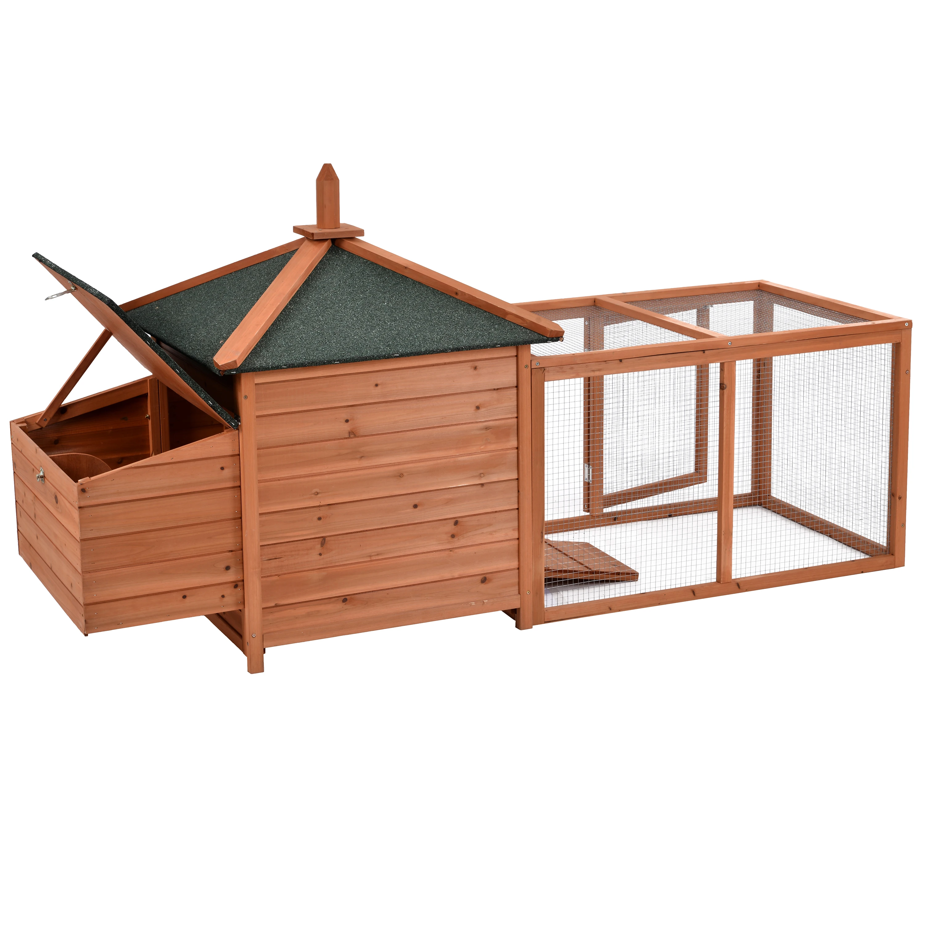 Gallinero de madera para gallinero en el patio trasero, interior y exterior  para 2-3 pollos, jaula de aves de corral de 2 pisos con carrera, caja nido