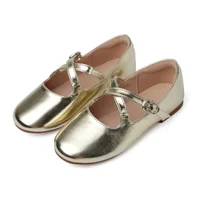 Girls Ballet Shoes Solid Color Children's Leather Shoes Fashion Causal Versatile Kids Princess Party Wedding Flat Shoes Non-slip 2