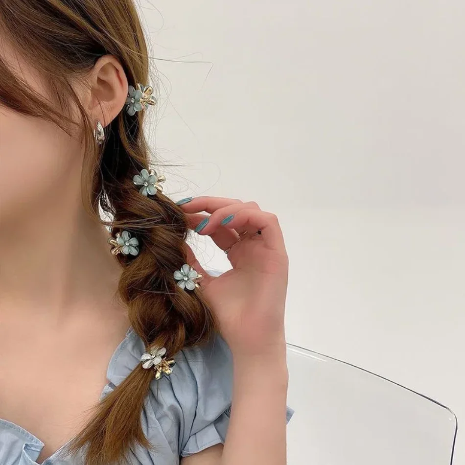 4PCS Nette Mini Blume Haarspange Krallen Frauen Mädchen Bunte Blumen Haarnadeln Süße Kleine Kopfschmuck Barrettes Zubehör Großhandel – Detail 5