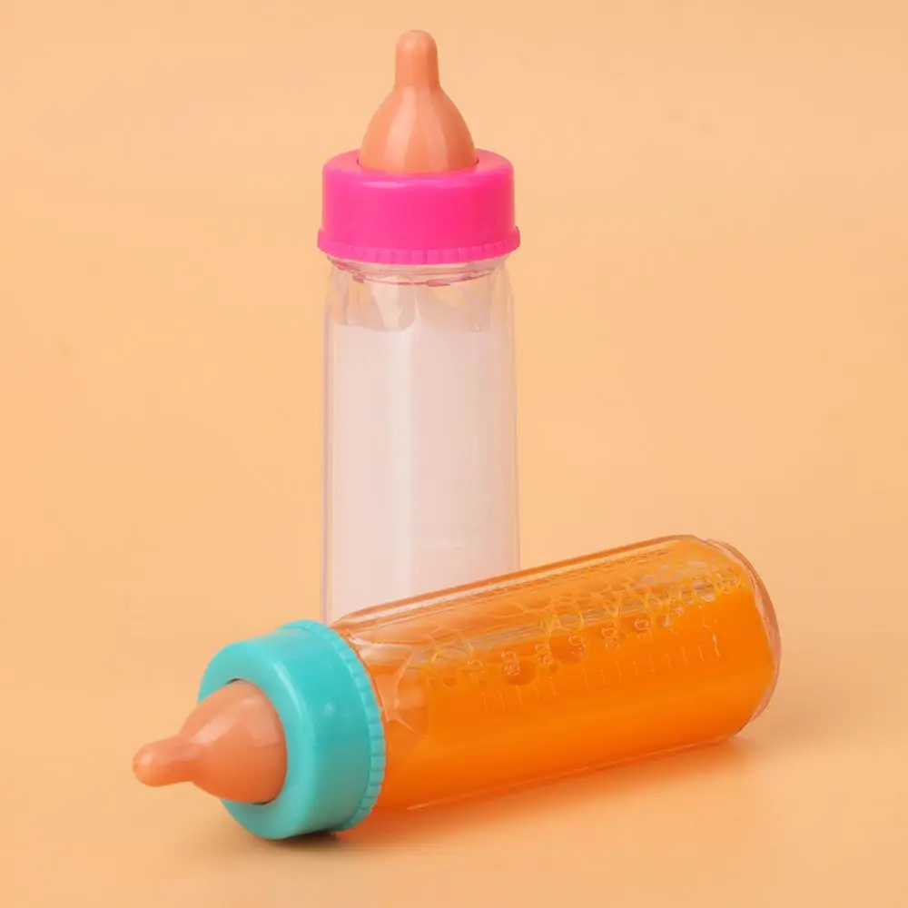 18inch Doll Magic Milk Juice Bottles with Pacifier Bibs Dollhouse Plastic Nipple Bottle fit Newborn Dolls for Toys Accessories