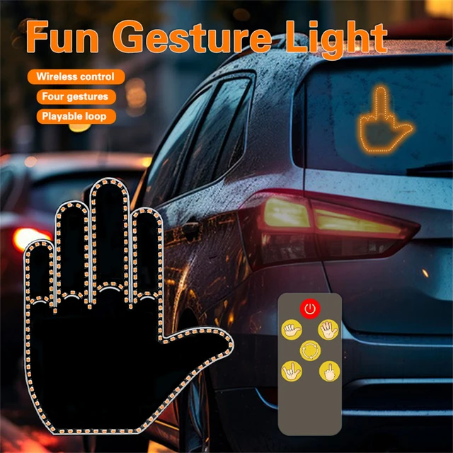 2023 Car Finger Light with Remote,Road Rage Signs Middle Finger Gesture  Light US