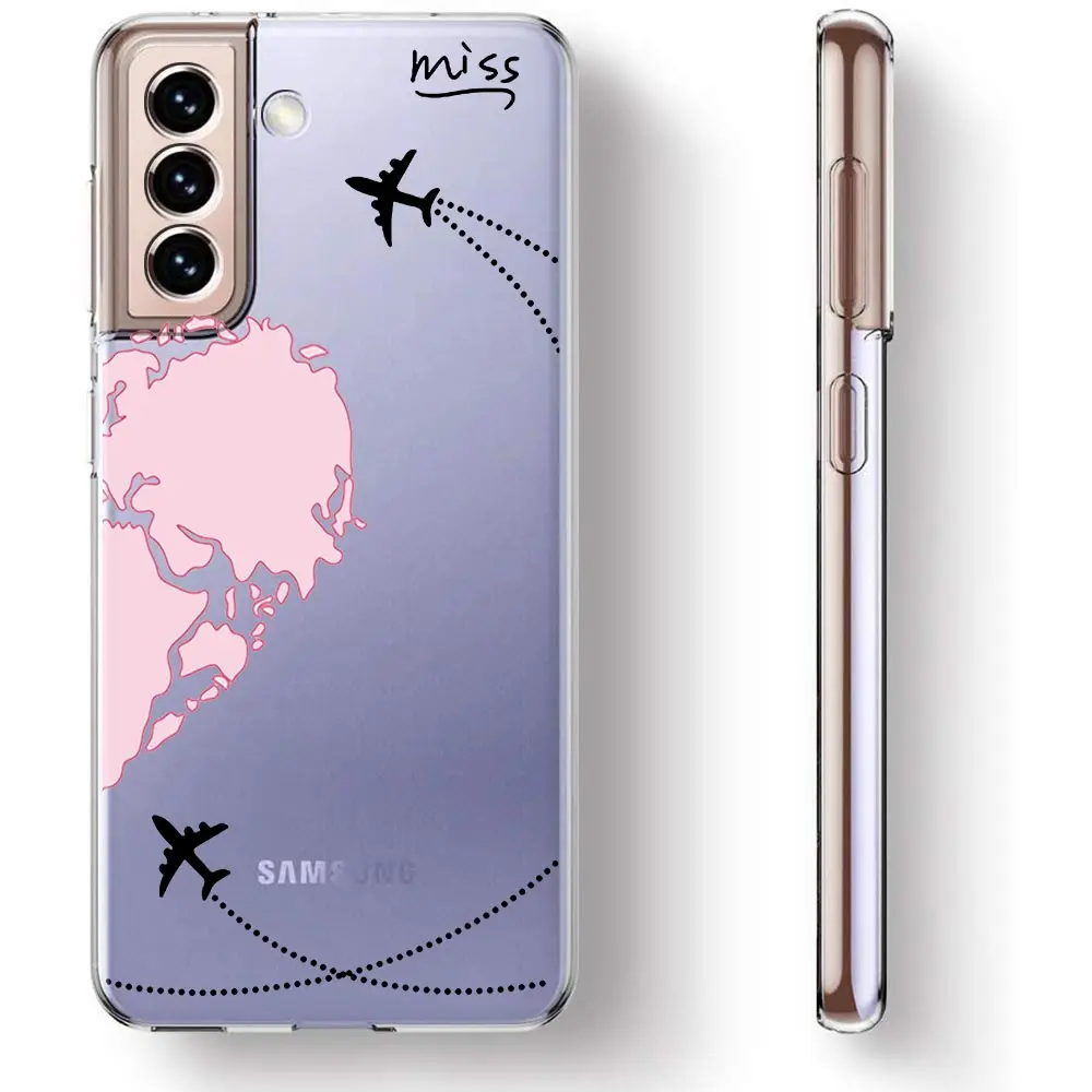 Romantic Travel Love Heart Couple Case with World Map and Planes Design