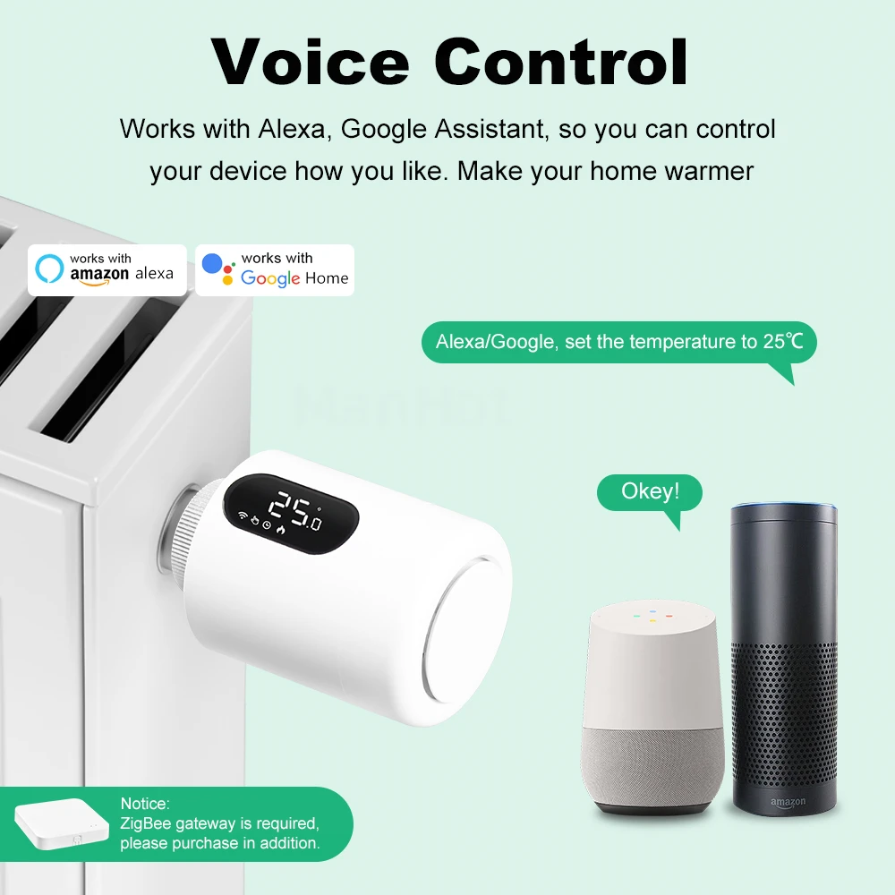 Tuya ZigBee3.0 Smart Thermostatic Radiator Actuator TRV Thermostat Valve Temperature Controller For Alexa Google Assistant