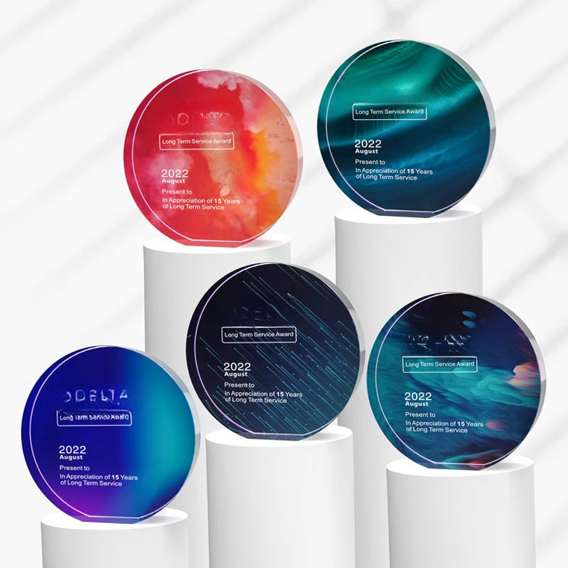 Customized Rotundity Crystal Trophy Color Printing Sports Annual Meeting Award Outstanding Employee Souvenir Home Decoration 1Pc