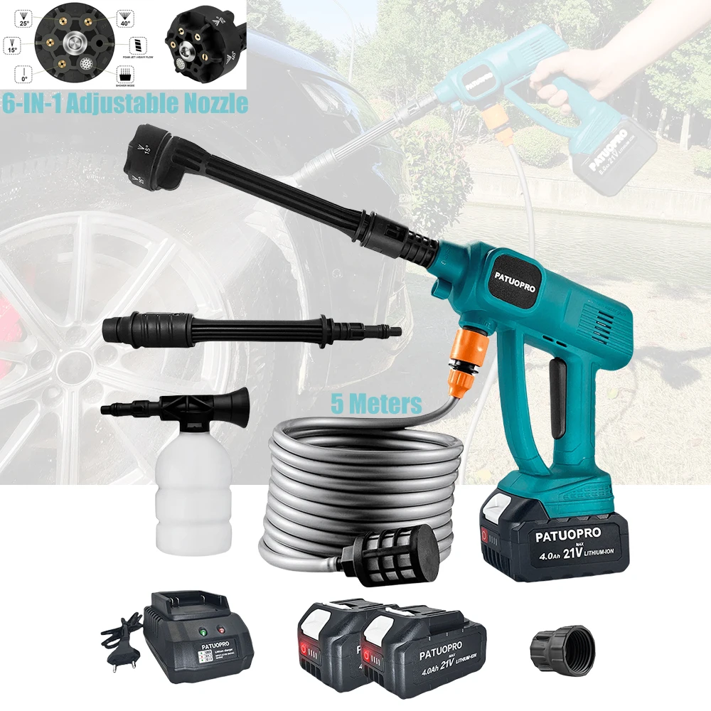 Cordless Car Washing Gun High Pressure Car Cleaner 6 In 1 Spray Nozzle Home Garden Sprayer Water Gun For Makita 18V Battery high pressure washer gun electric water spray gun high pressure sprayer