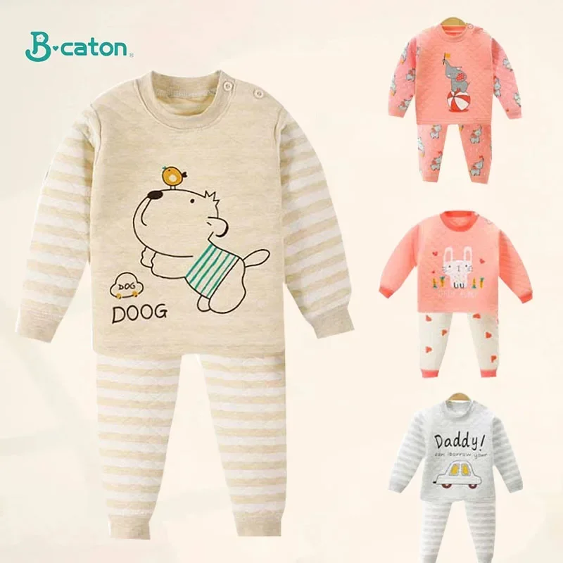Children Sets Autumn Winter Thermal Underwear Set for Boys Girls Thicken Warm Cotton Kids Clothes Baby Sleeping Clothing Pajamas