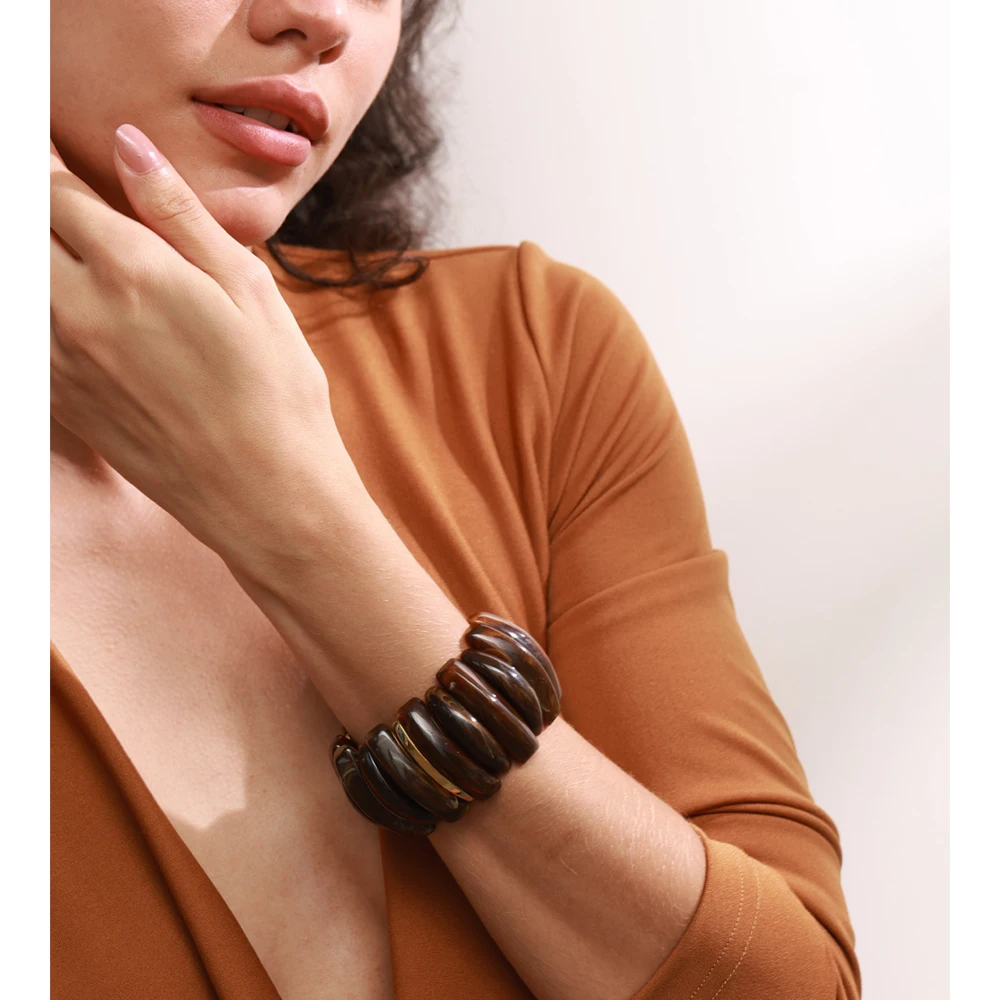 Yhpup Bracelet Stainless Steel Statement Wrist Jewelry for Women