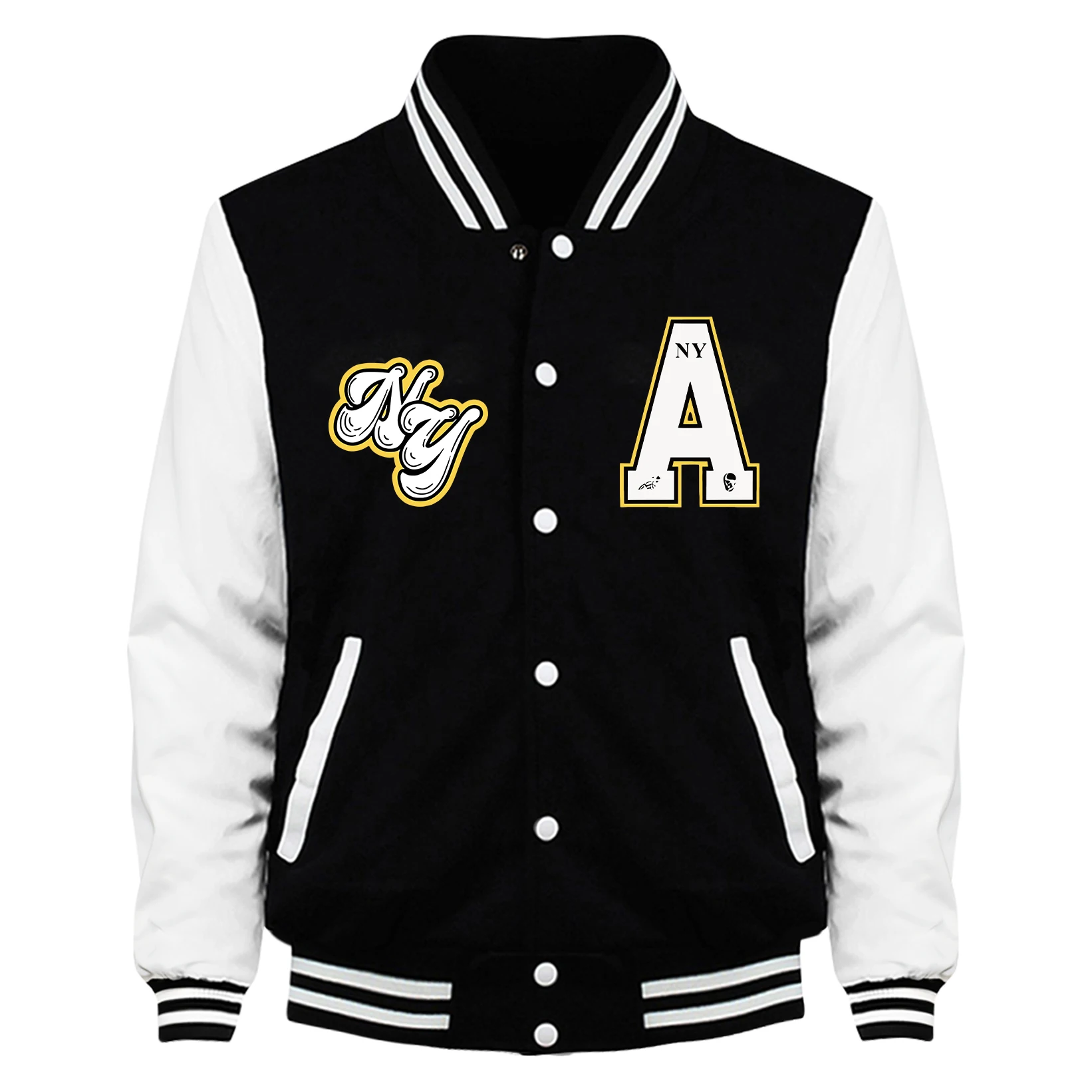 Chasing Dreams In New York Jacket For Men Street Fleece Baseball Jersey Fashion Casual Coat Autumn Loose Unisex Retro Clothing