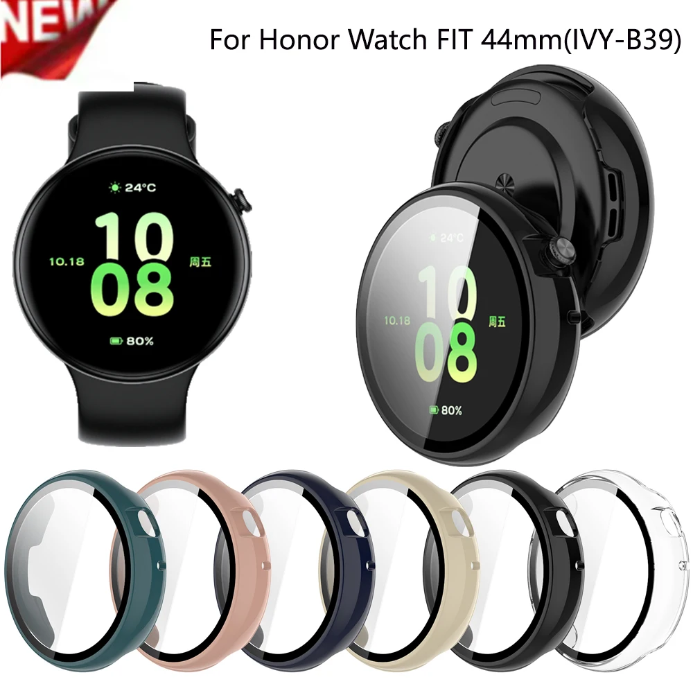 Premium Tempered Glass Protective Case for Honor Watch Fit - 44mm Screen Protector and Bumper Frame