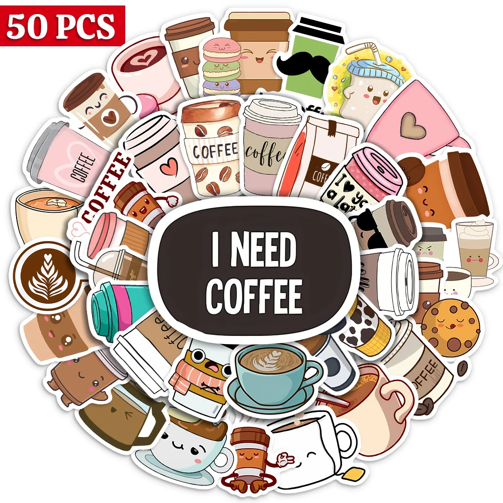 Cartoon stickers Decorative stickers Self adhesive stickers Custom stickers Anime stickers Adhesive stickers Decorative labels stickers Cartoon sticker Diy scrapbooking accessories Magic stickers 10/25/50PCS Leisure Kawaii Vintage Tea Coffee Stickers DIY Skateboard Laptop Luggage Cup Bike Motorcycle Phone PVC Waterproof