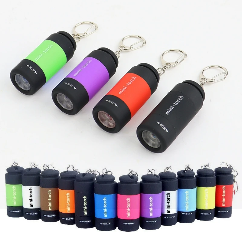 1pc Mini USB Rechargeable LED Flashlight Strong Light Pocket Keychain Flashlight Waterproof Outdoor Camping Hiking Light 1