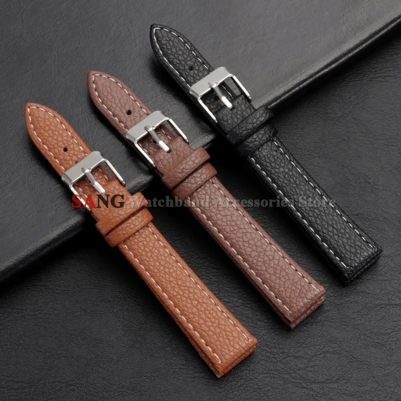 Sleek Vintage Cowhide Leather Watch Band - Ultra-Thin Strap for Sport and Smart Watches