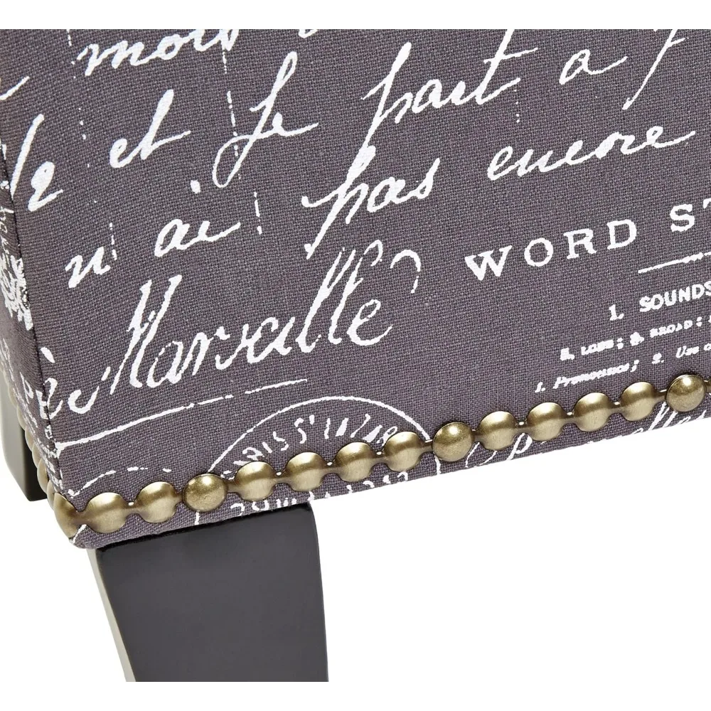 Endora Rectangular Fabric Storage Ottoman with Script-Style Pattern - Storm Grey 6
