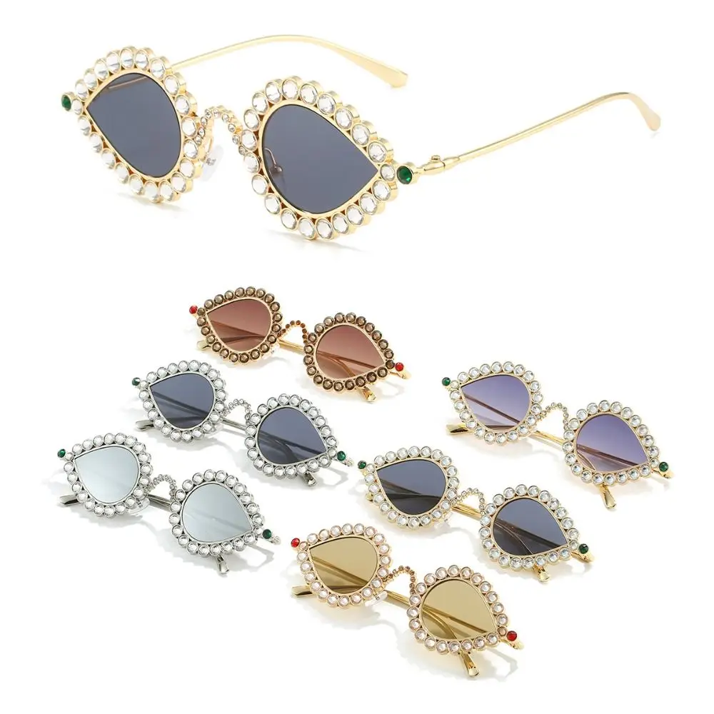 

Солнцезащитные очки «кошачий глаз», модные солнцезащитные очки в металлической оправе UV400 Y2K, алмазные солнцезащитные очки для телефона