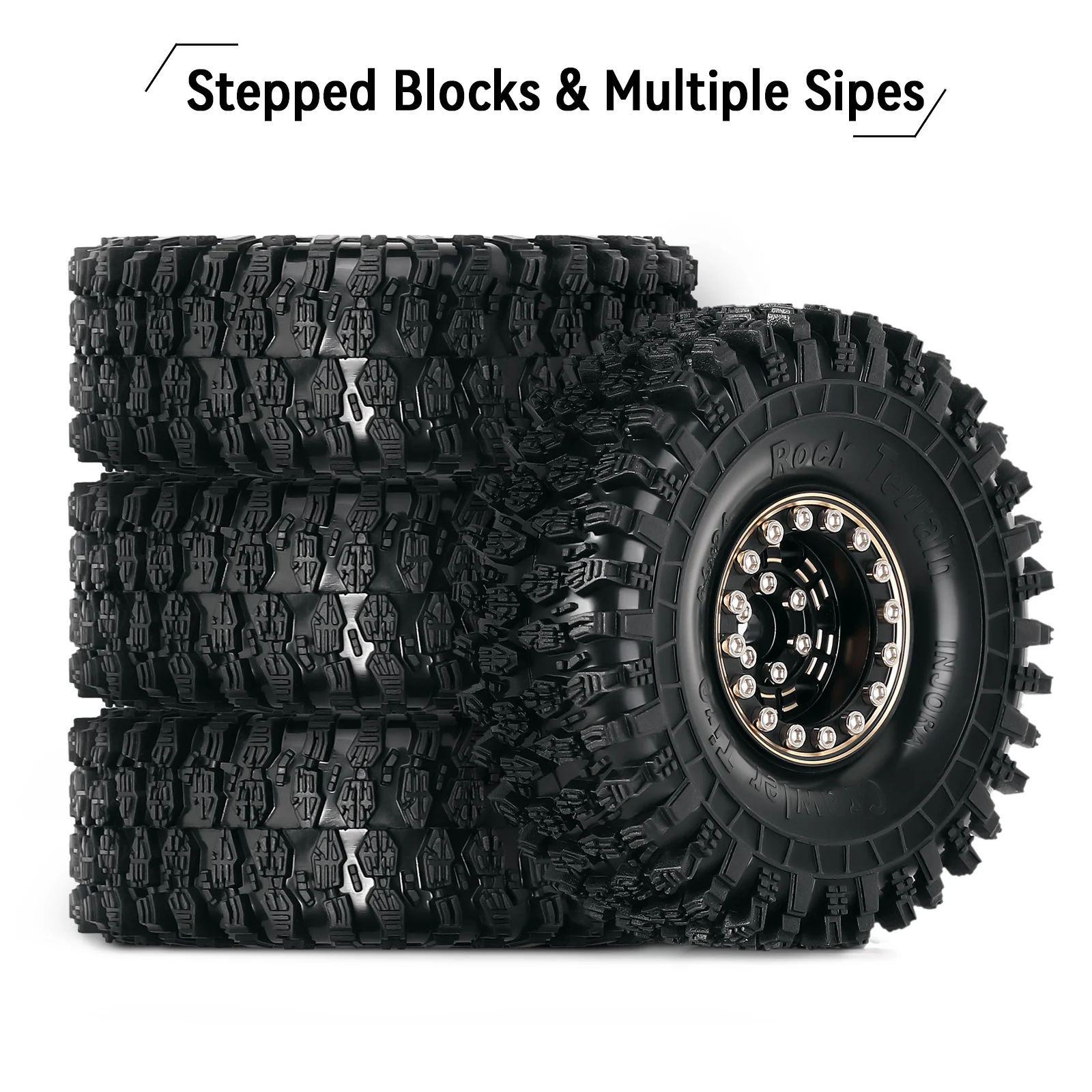 INJORA クローラー用 ビートロックホイール、真鍮リングセット