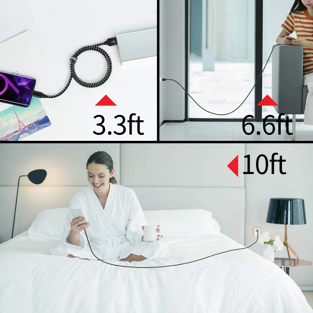 5 حزم 18 واط USB نوع C كابل شحن شاحن سلك بيانات ال...