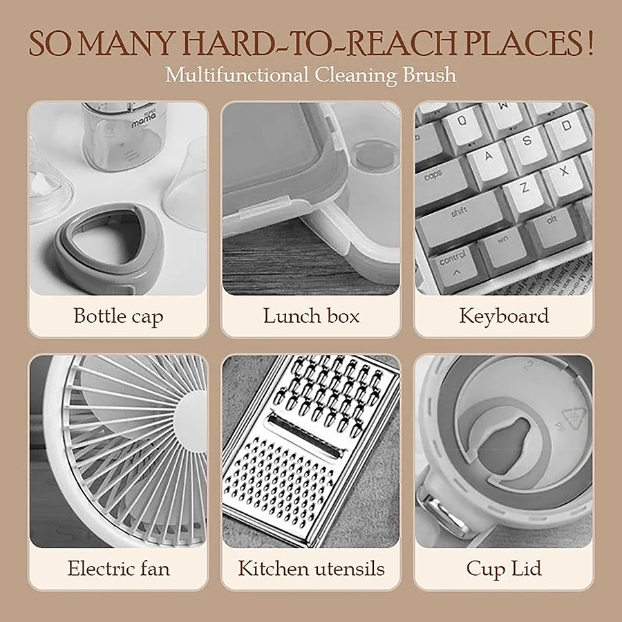 Multifunctional Keyboard Cleaning Brush Crevice Thermos Cup Lid Keyboard Bottle Mouth Brush Curved Handle Cleaning Brush 4