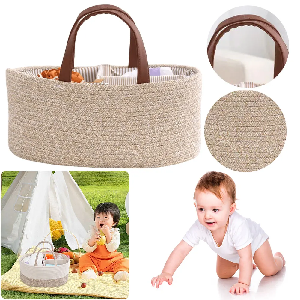 Travel Out Portable Mommy Bag Cotton Rope Baby Diaper Caddy Organizer with Changeable Compartments Diaper Bag for Baby Shower