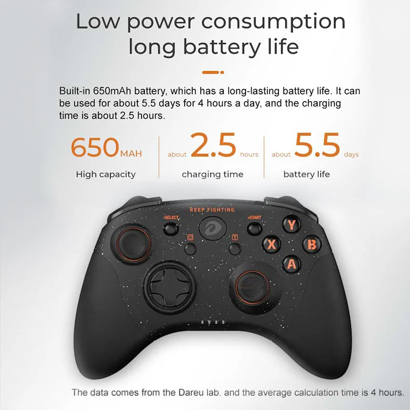 Dareu-gamepad sem Fio Bluetooth Controlador de Jogo 360 ° pc Joystick Controladores de Choque Duplo para Android tv Telefone Interruptor - Image 6