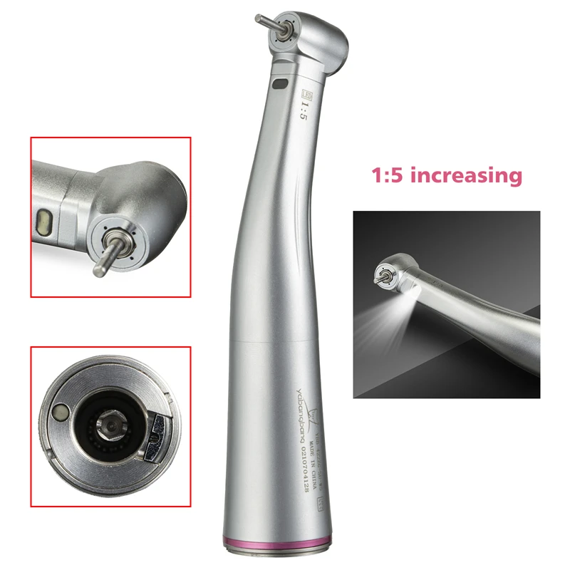 

Dental 1:5 Increasing Contra Angle Low Speed Handpiece Push Button Internal 4 Way Water Spray Ceramic Bearing NSK Style