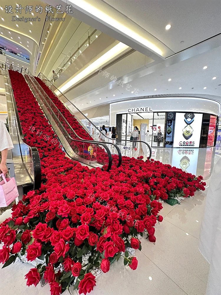 

Customized Valentine's Day Beauty Chen Imitation of Genuine and Fake Glacier Roses Art Sea Waterfall Mall Decoration Network Cel