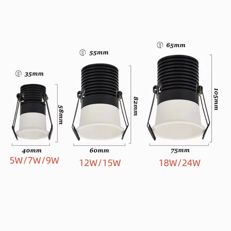 LED ceiling COB Downlight Dimmable ac110-240V 5W 7w 9W Recessed Led ceiling lamp Spot light Bulbs Indoor Lighting led downlight recessed ceiling spotlight ceiling lamps