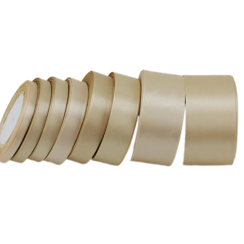 (25 Yards/roll) Champagne Single Satin Ribbon Wholesale Gift Wrapping Christmas Handmade DIY Ribbons