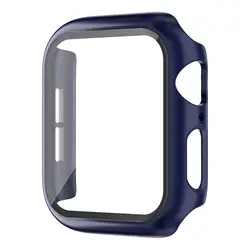 Premium Glass + PC Protective Case with HD Tempered Screen for Apple Watch Series 10 (42mm/46mm) (Mindnight blue)