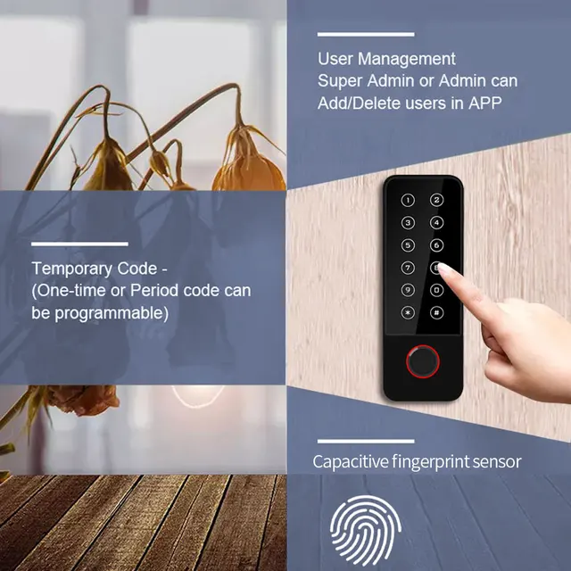 12V Waterproof Zinc Tuya 2.4G Wifi Module Fingerprint Access Controller Metal Keypad RFID support Time Delay Unlock Record Alarm 2