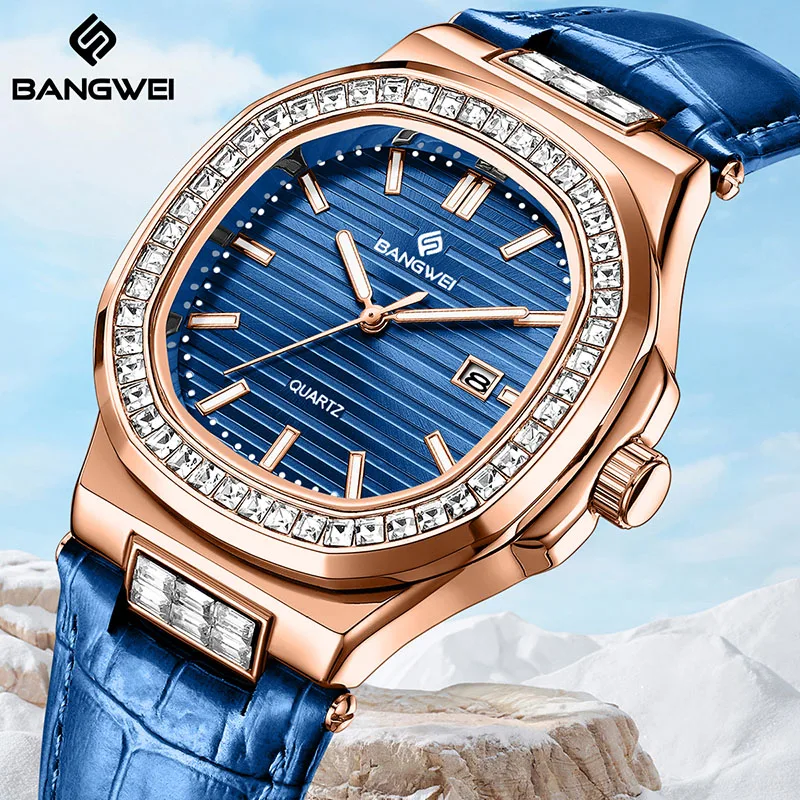 BANGWEI Top Brand Luxury Women Watch Fashion Elegant Waterproof Luminous Watch For Women Simple Square Ladies Quartz Watches