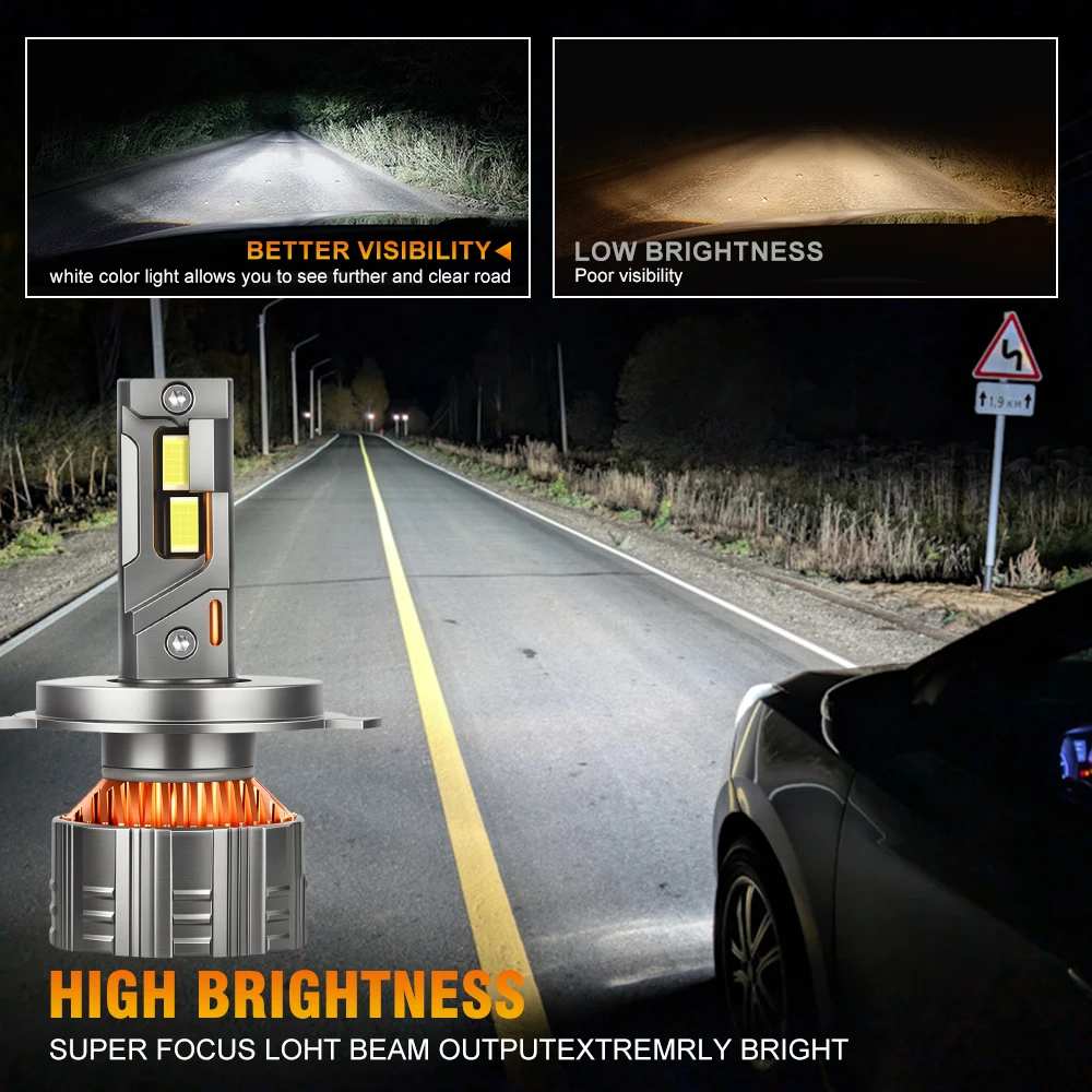 800W H1 H4 H7 LED 헤드라이트 전구 80000LM LED 캔버스 자동차 램프 H11 H8 9005 9006 HB3 HB4 안개등 자동차 라이트 3구 구리 튜브 12V