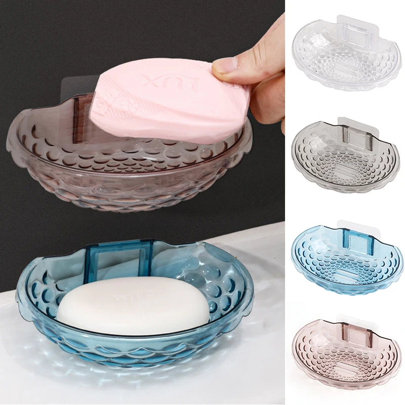 Wall Mounted Self Adhesive Soap Dishes No Drilling Storage Box Rack Drain  Bathroom Holder Accessories - AliExpress