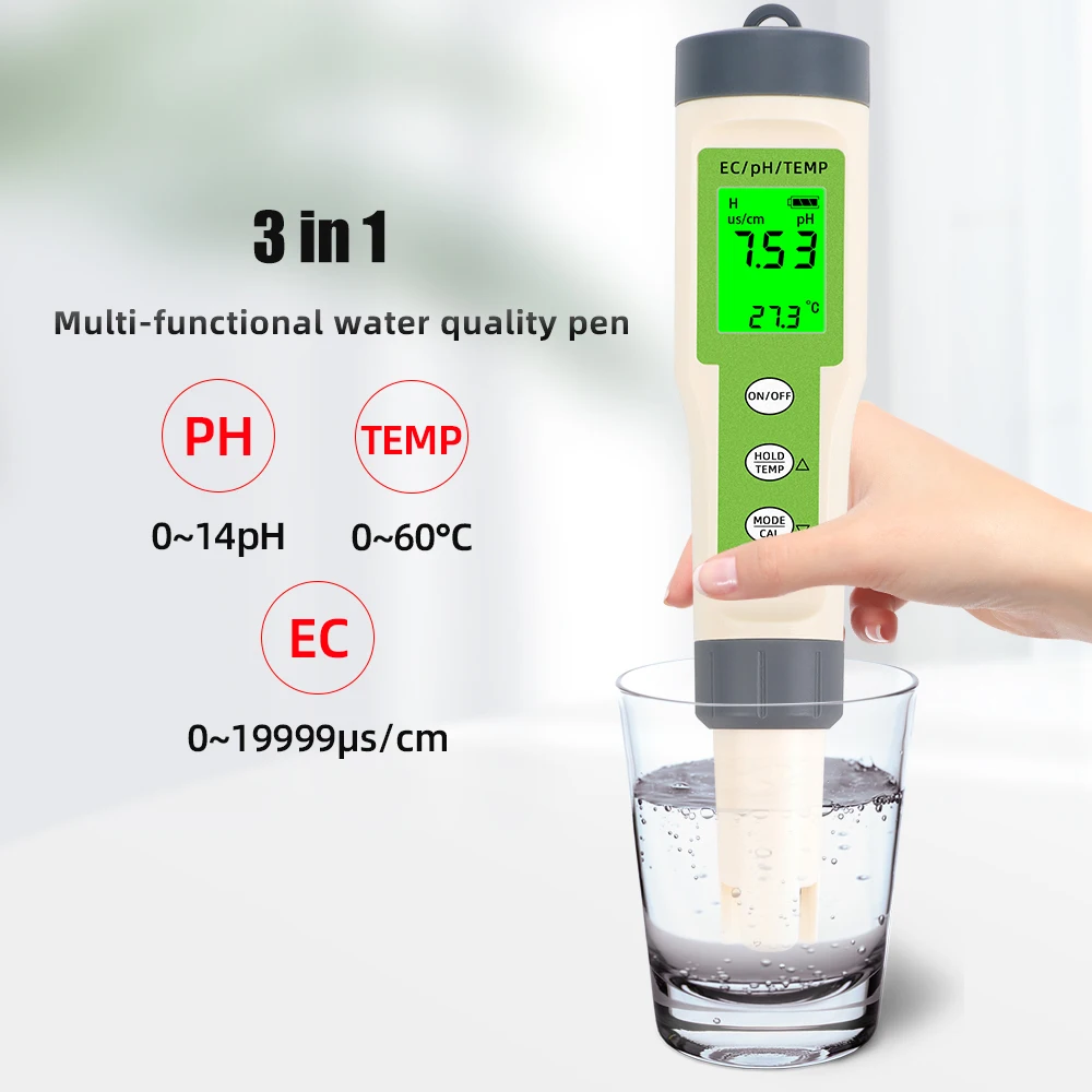 4-in-1-PH-Messgerät PH/TDS/EC/Temperaturmessgerät, digitaler Wasserqualitätsmonitor, Tester für Pools, Trinkwasseraquarien