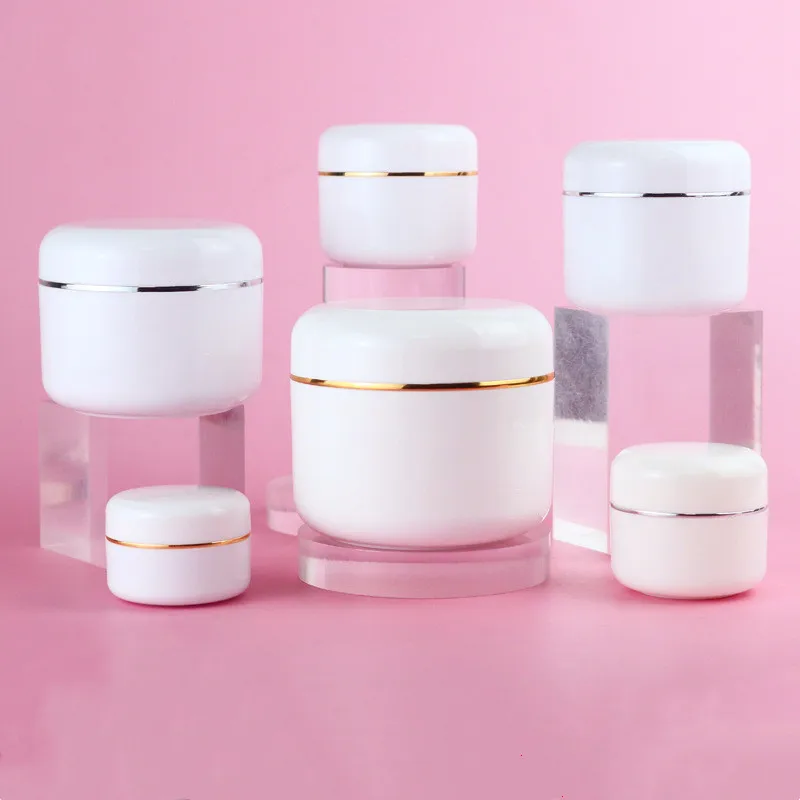 

50/100pcs 10g-250g White Refillable Bottles Travel Face Cream Lotion Cosmetic Container Plastic Empty Makeup Jar