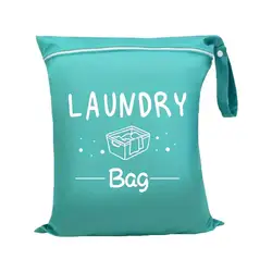 Waterproof Portable Laundry and Wet Dry Organizer Bag with Zipper and Hanging Strap (Green)
