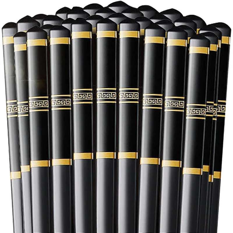 Metal Chinese Chopstick Black Alloy Chopsticks Reusable Non-slip Sushi Food Chop Sticks Food Grade Kitchen Tableware Sets Tools