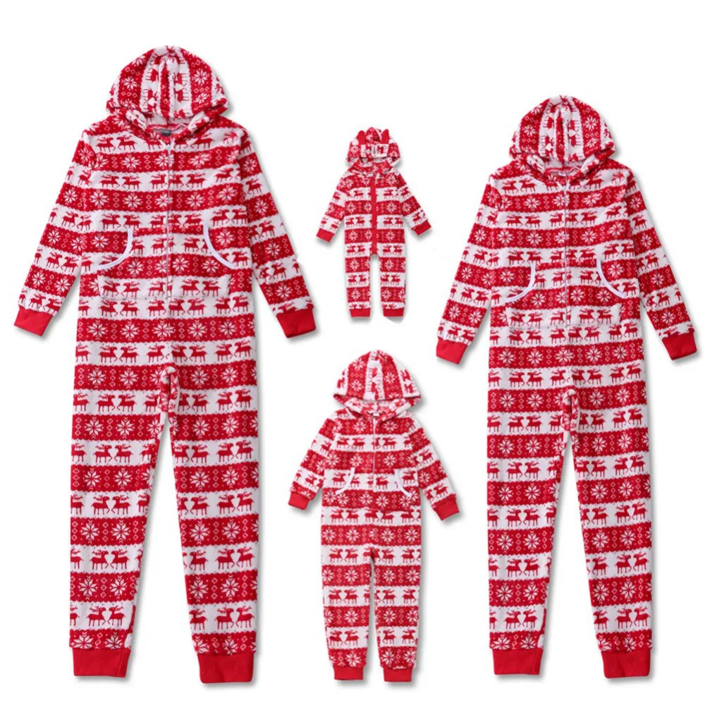 thumbnail image 1 of Conjunto de ropa de Navidad a juego para toda la familia, pijamas con estampado de cuadros de alce de dibujos animados, ropa de dormir con capucha para adultos y niños, ropa de Navidad para la familia, 1 of 5