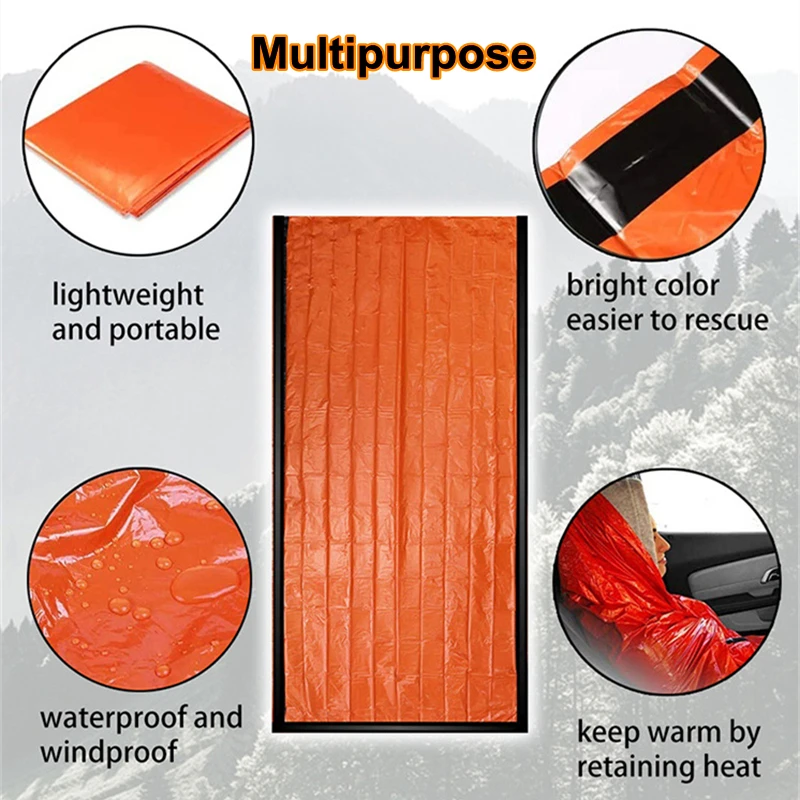 War Emergency Blanket Thermal Emergency Sleeping Bag Portable Multi Purpose Survival Gear for Hiking Windproof Waterproof
