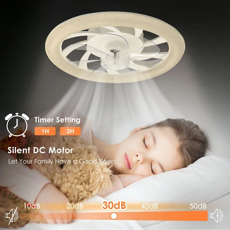 Ceiling Fan LED Ceiling Fan Lights LED Fan Light Modern Imitation Crystal Diamond Remote Control RGB Color Dimming Ventilation Fan