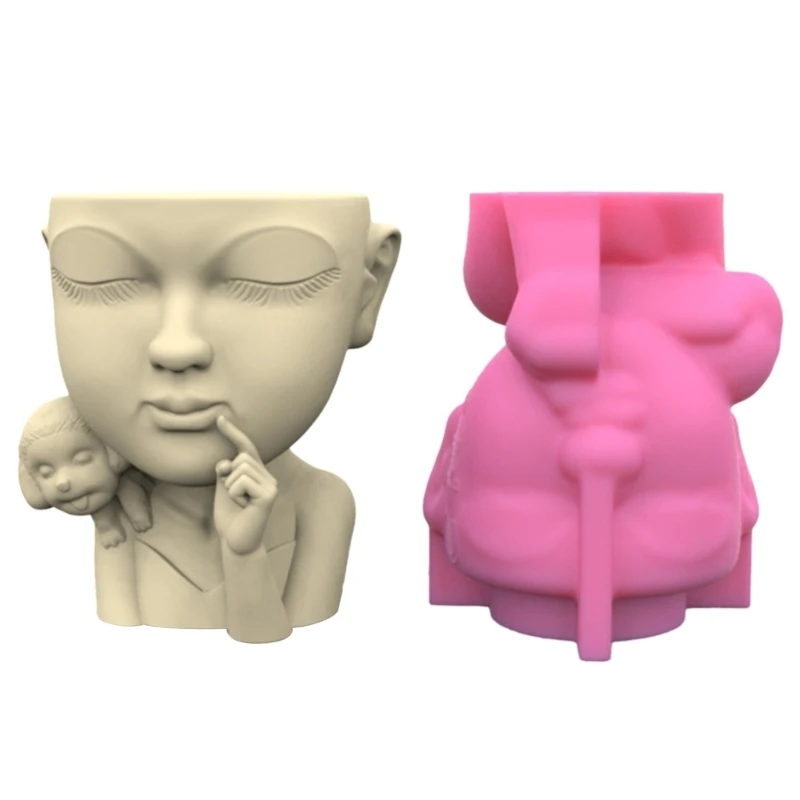 

3D Portrait Gypsum Silicone Molds for Making Succulent Plant Flower Pot R7RF