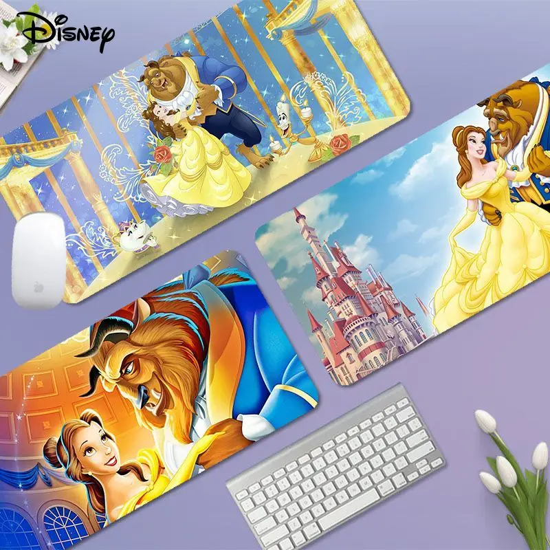 

Disney Beauty And The Beast Mousepad 80x30cm XL Lockedge Office Computer Desk Mat Table Keyboard Non-slip for Teen Girls Bedroom