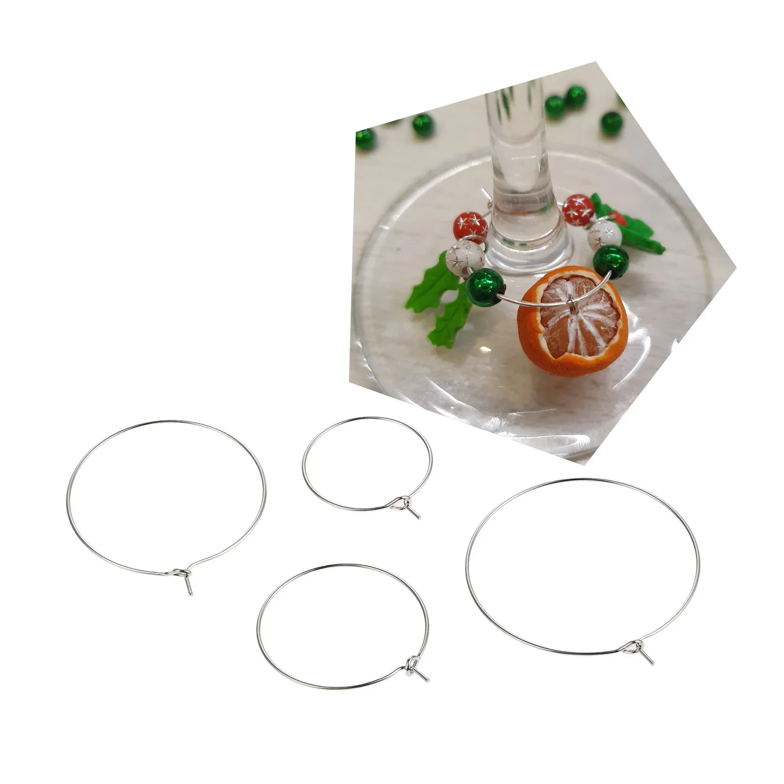 200pcs/set Metal Circles Drinking Glass Rings Red Wine Goblet