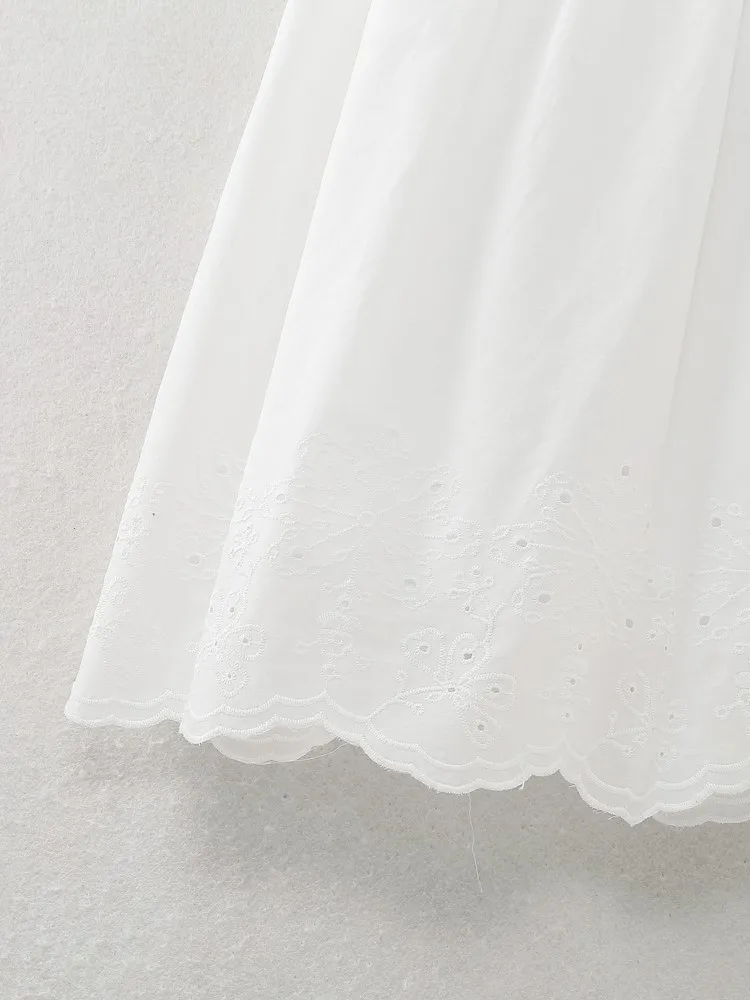 2025 official store Party Midi Long Dresses Spaghetti Strap Dress Elegant White Summer Dress Cutwork Embroidery Mini 6
