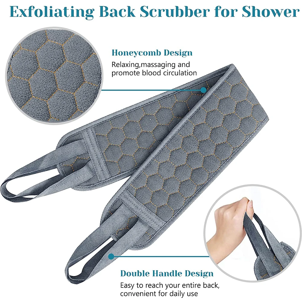 3pcs/set Body Scrubber Set Back Scrubber Bath Glove Shower Brush Exfoliating Scrub Sponge Loofah Dead Skin Removal Bathing Tools 4