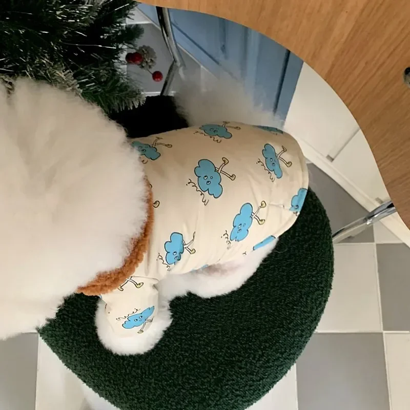 Winter Dog Clothes Pet Cotton Coat Thickened Warm Dog Coat Cute Teddy Cloud Down Cat Bichon Soft Open Button Shirt Jackets