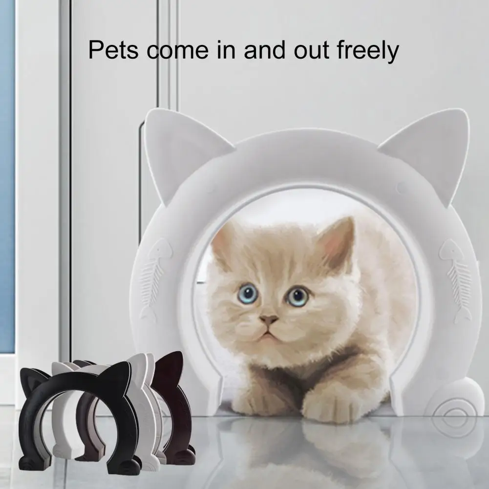 Pet Door Simple Installation Sturdy Construction Cuttable Cat Ears Shape Pet Kitten Puppy Passing Door Cat Enter