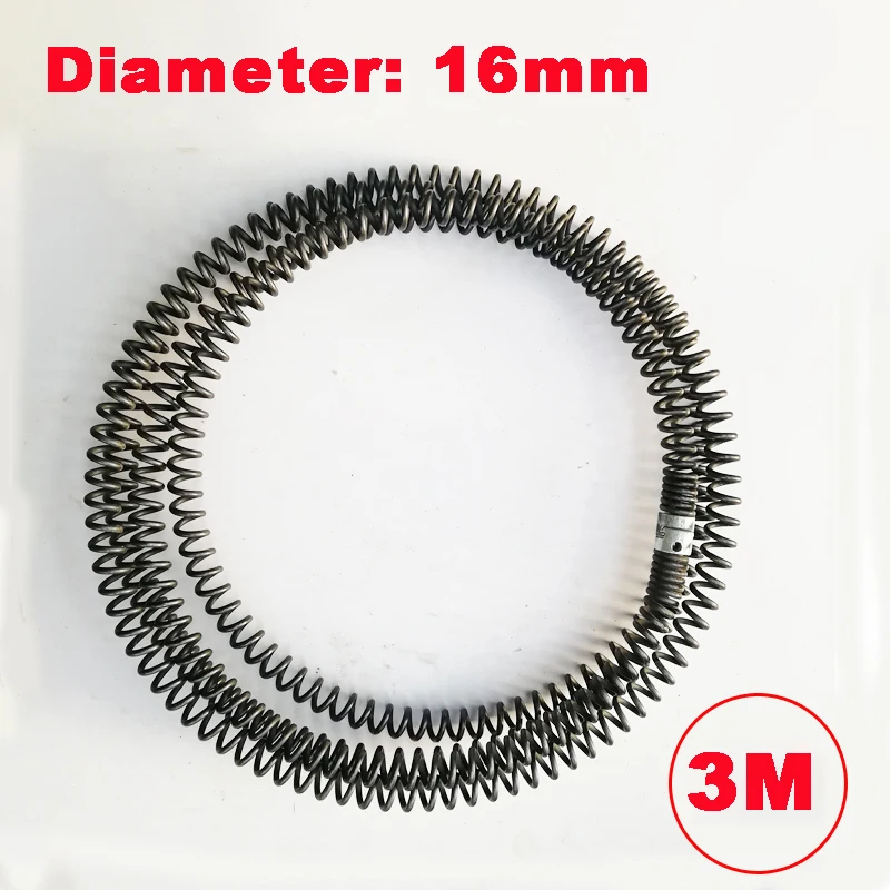 

3M Long Dredge Spring 16mm Household Drain Pipe Dredger Extension Spring Set Sewer Dredger Compression Spring With Connector