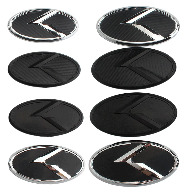 Logo 3D K Per Optima Forte Rio K900 Senda Black Carbon Fiber Flight Car Emblem Sticker (Griglia Anteriore + Tronco Posteriore) Badge Decalcomania