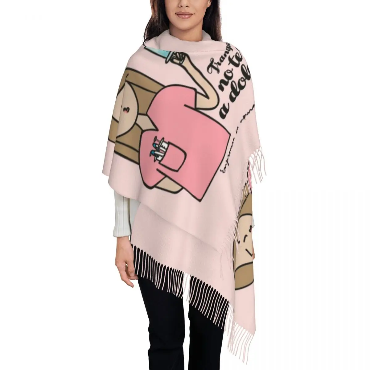 

Womens Scarf with Tassel Winter Fall Shawl and Wrap Enfermera En Apuros Nurse Medical Health Daily Wear Pashmina Scarves
